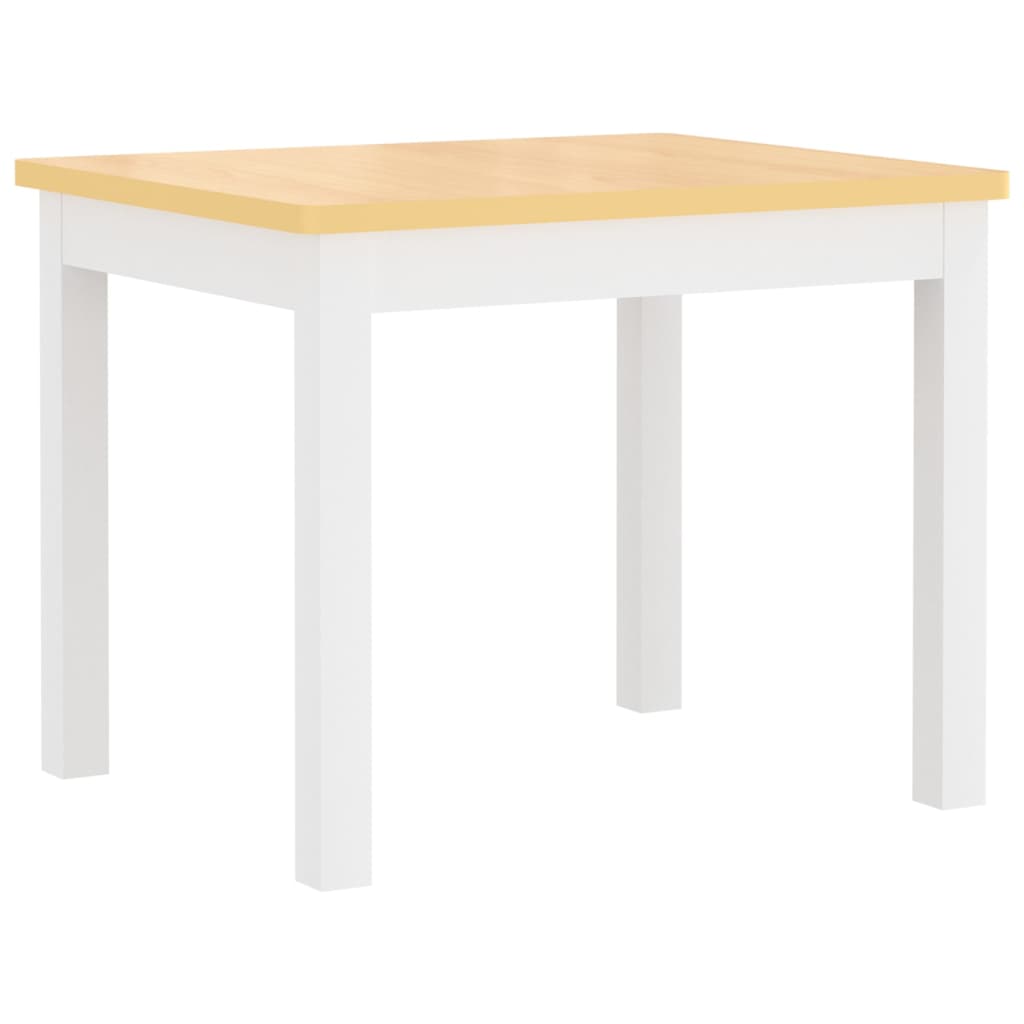 White and Beige 3-Piece Children's Table and Chair Set in MDF