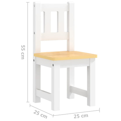 White and Beige 3-Piece Children's Table and Chair Set in MDF