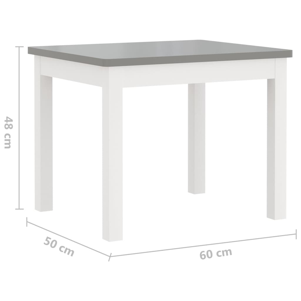 Set Tavolo e Sedie per Bambini 4 Pezzi Bianco e Grigio in MDF | homemem39