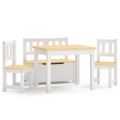 Set Tavolo e Sedie per Bambini 4 Pezzi Bianco e Beige in MDF | homemem39
