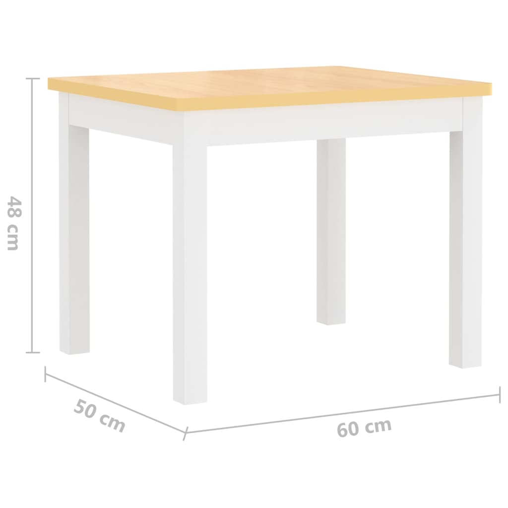 Set Tavolo e Sedie per Bambini 4 Pezzi Bianco e Beige in MDF | homemem39