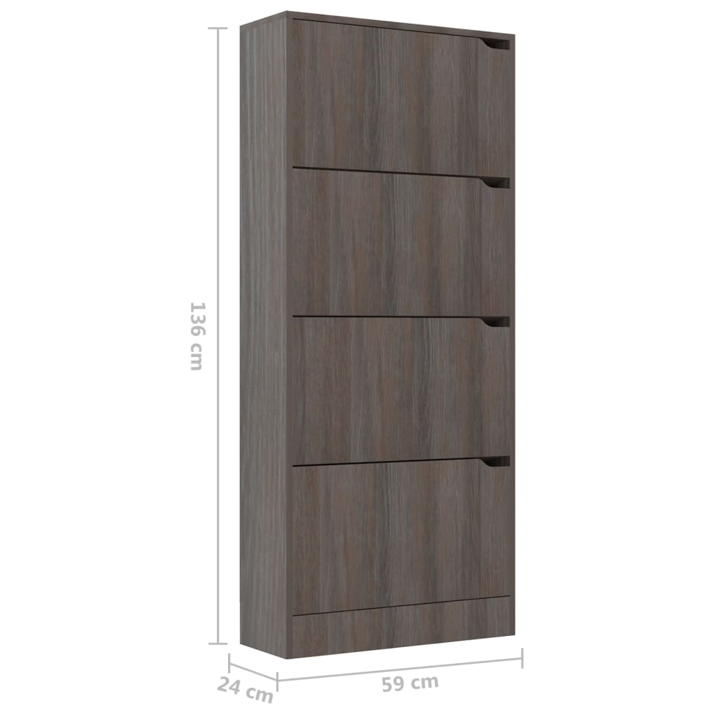 Scarpiera 4 Ante Grigio Rovere Sonoma 59x24x136cm Multistrato - homemem39