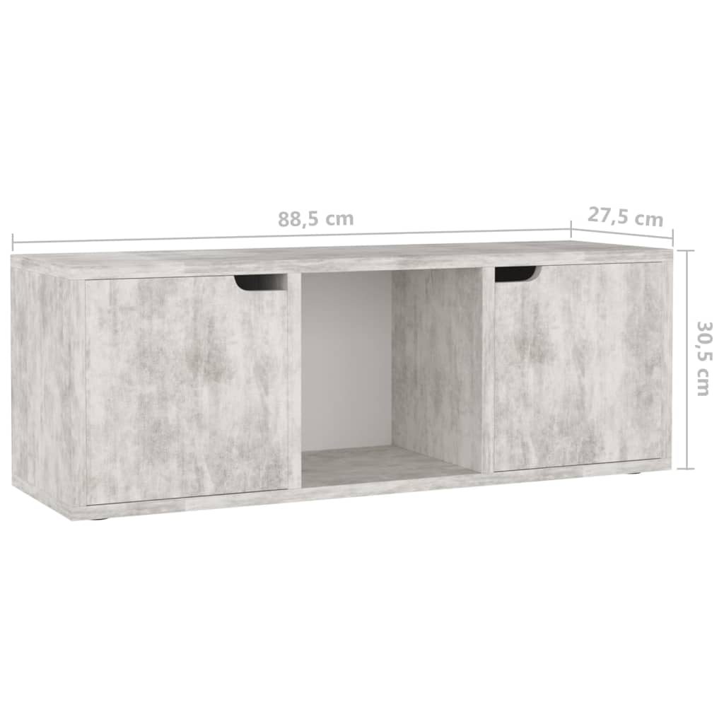 Mobile Porta TV Cemento 88,5x27,5x30,5 cm in Legno Multistrato - homemem39