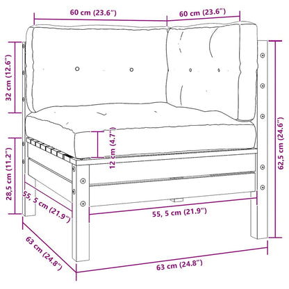 Divano Angolare Giardino con Cuscini Bianco in Massello di Pino