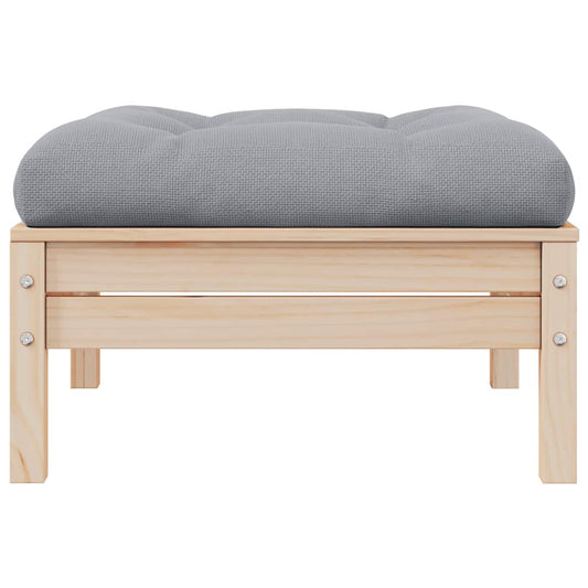 Sgabello da Giardino con Cuscino Grigio in Massello di Pino - homemem39