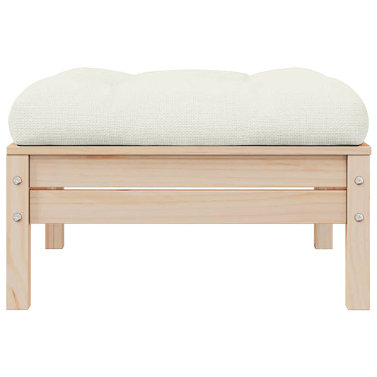 Poggiapiedi da Giardino con Cuscino in Legno Massello di Pino - homemem39