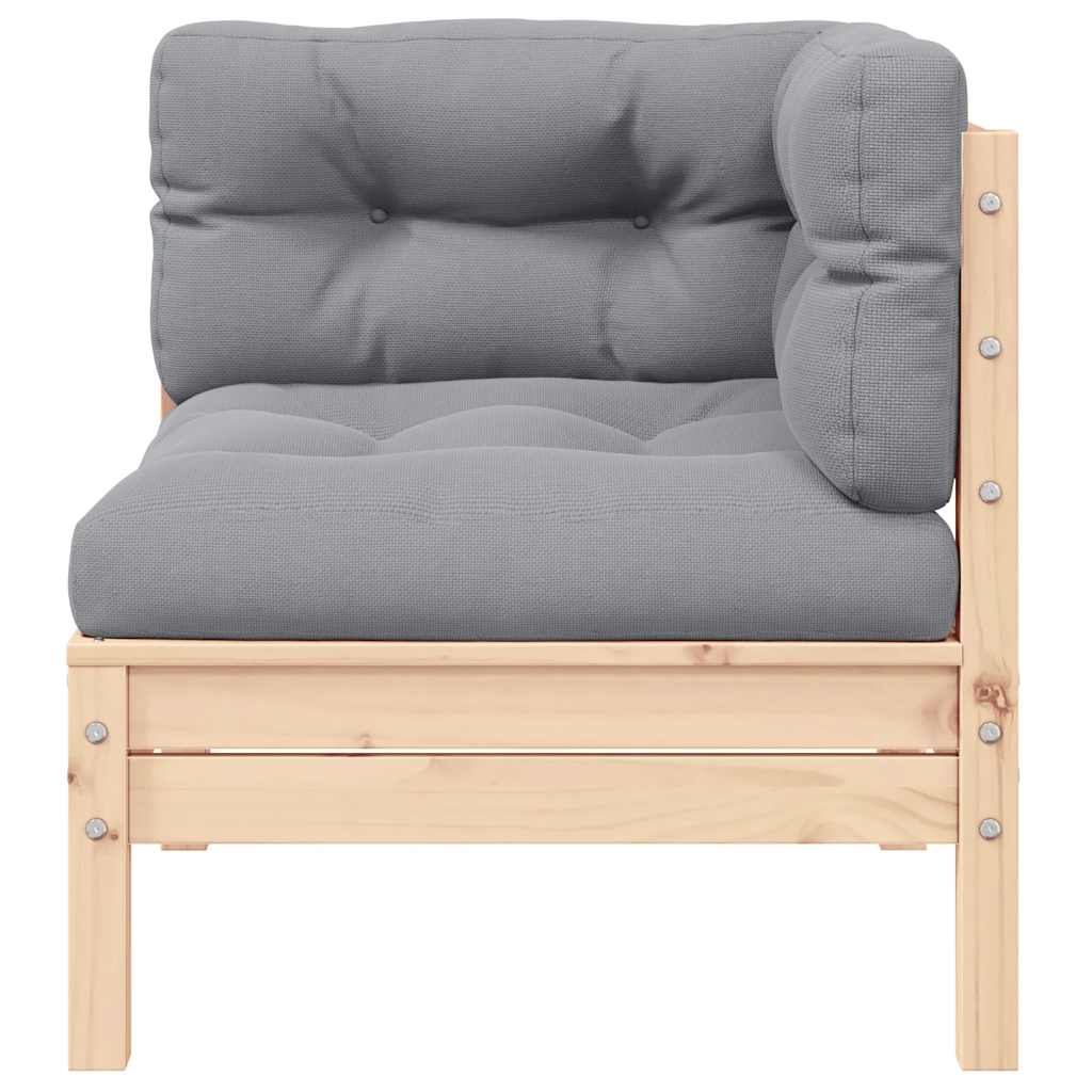 Divano da Giardino a 2 Posti con Cuscini Grigi Massello di Pino