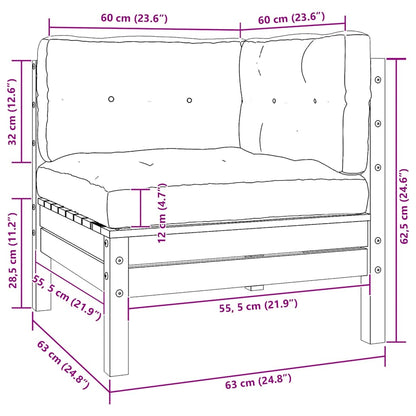 Divano da Giardino a 2 Posti con Cuscini Grigi Massello di Pino