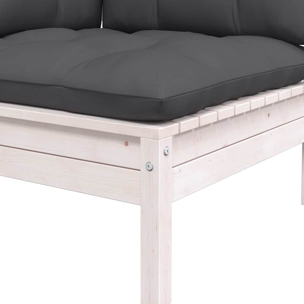 Divano da Giardino a 2 Posti con Cuscini Bianco Legno di Pino