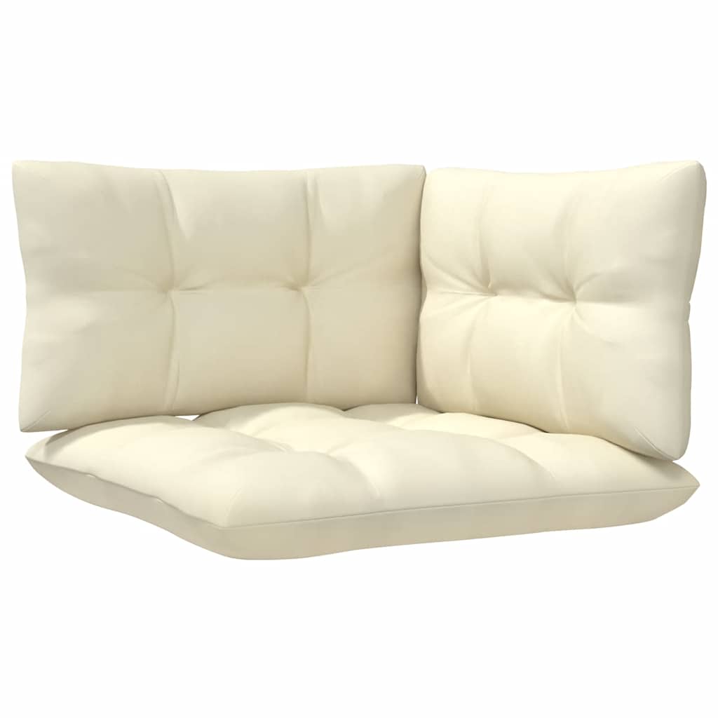 Set Divani da Giardino 3 pz con Cuscini Crema Massello di Pino - homemem39