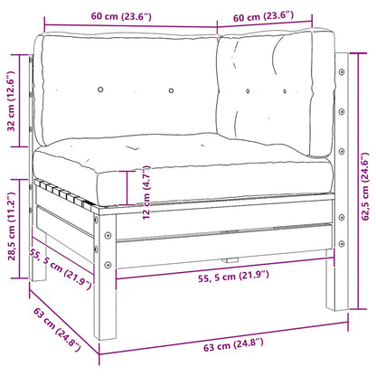 Set Divani da Giardino 3 pz con Cuscini Neri in Legno di Pino - homemem39