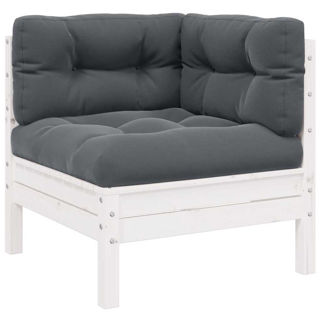 Set Divani da Giardino 3 pz con Cuscini Massello Pino Bianco | homemem39