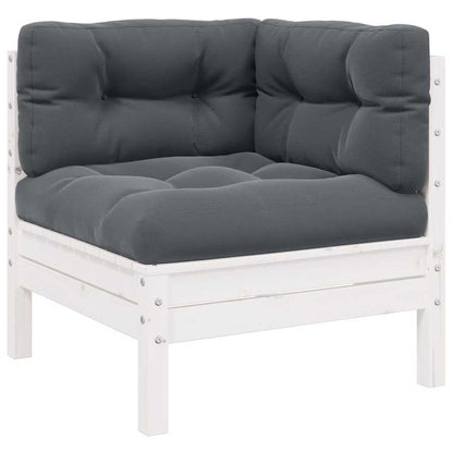 Set Divani da Giardino 3 pz con Cuscini Massello Pino Bianco | homemem39