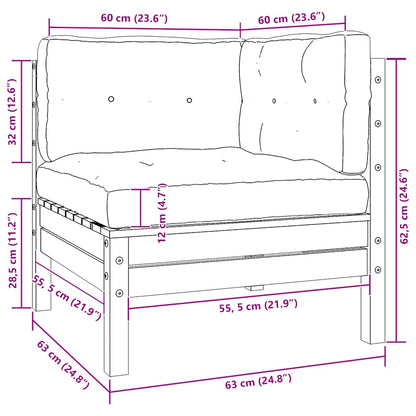 Set Divani da Giardino 3 pz Grigio Cuscini Massello di Pino - homemem39