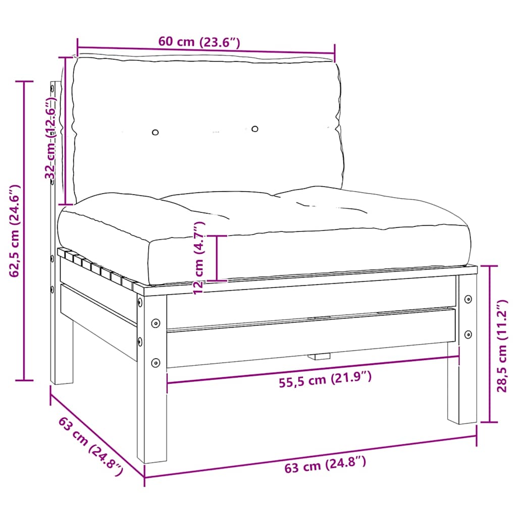 Set Divani da Giardino 3 pz con Cuscini Crema Massello di Pino - homemem39