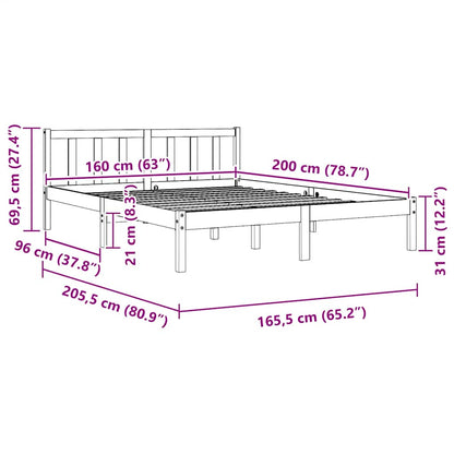 Giroletto Bianco in Legno Massello di Pino 160x200 cm - homemem39