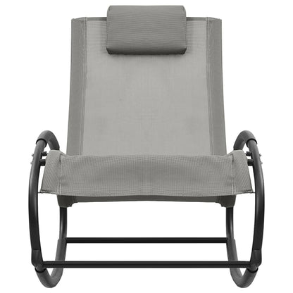 Lettino Prendisole con Cuscino in Acciaio e Textilene Grigio - homemem39