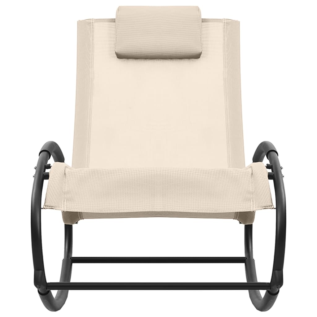 Lettino Prendisole con Cuscino in Acciaio e Textilene Crema - homemem39