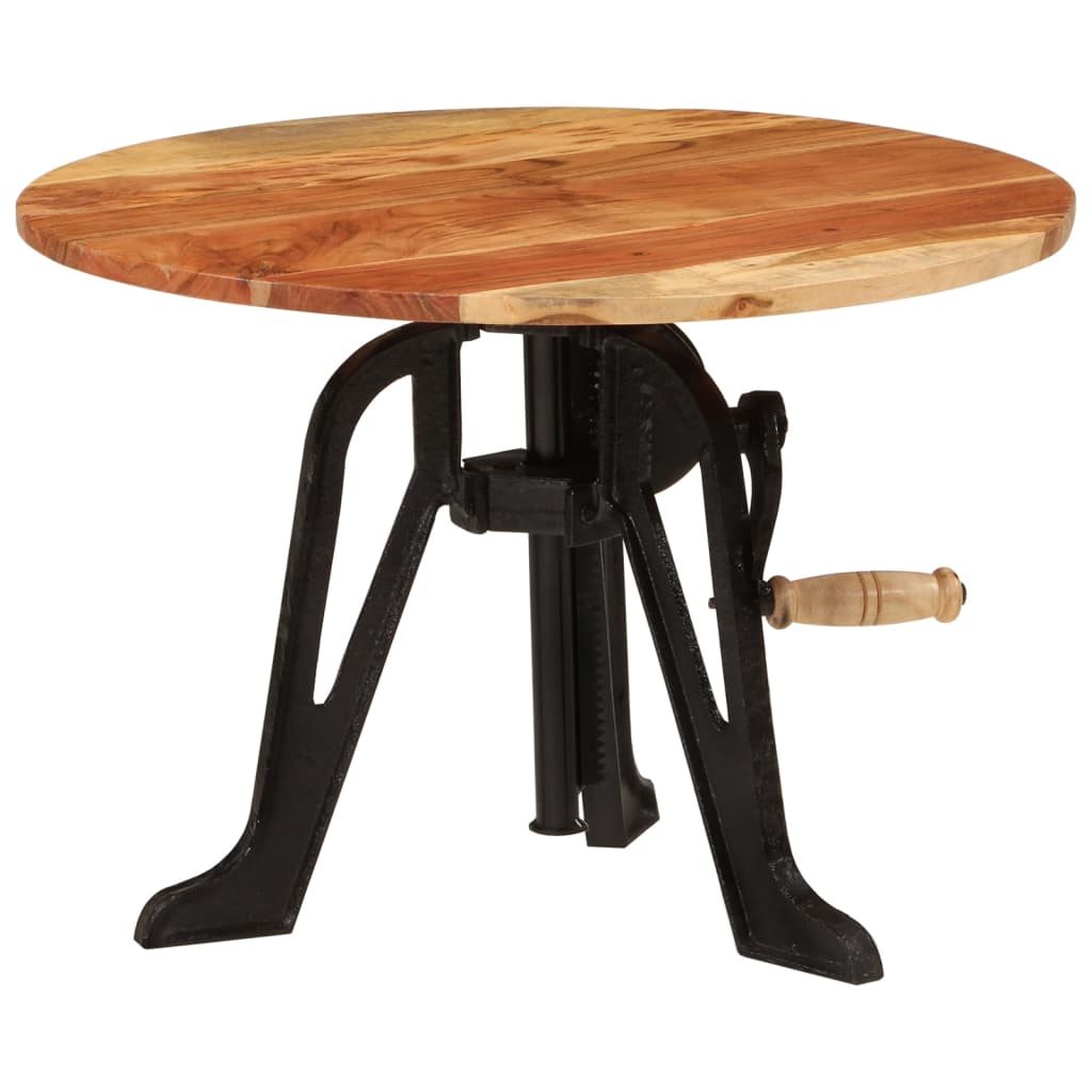 Tavolino 60x(42-62) cm in Legno Massello di Acacia e Ghisa - homemem39