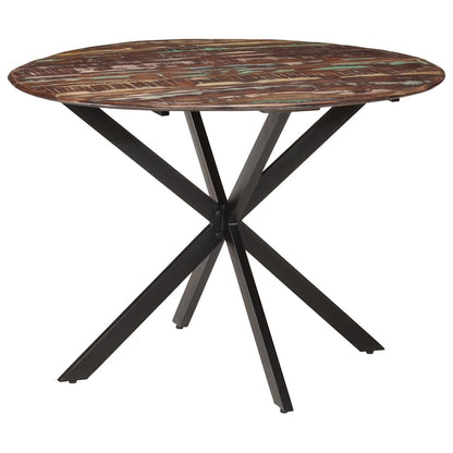 Tavolo da Pranzo Ø110x78cm Legno Massello di Recupero e Acciaio | homemem39