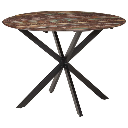 Tavolo da Pranzo Ø110x78cm Legno Massello di Recupero e Acciaio | homemem39
