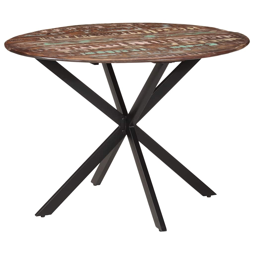 Tavolo da Pranzo Ø110x78cm Legno Massello di Recupero e Acciaio | homemem39