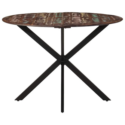 Tavolo da Pranzo Ø110x78cm Legno Massello di Recupero e Acciaio | homemem39