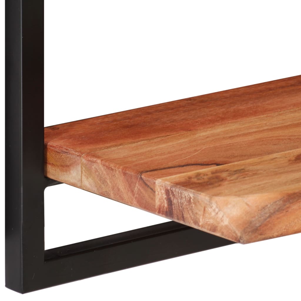 Mensole Parete 2pz 100x24x35 cm Legno Massello Acacia e Acciaio | homemem39