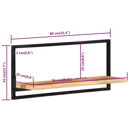 Mensole Parete 2pz 80x25x35 cm Legno Massello Acacia e Acciaio | homemem39
