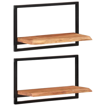 Mensole Parete 2pz 60x25x35 cm Legno Massello Acacia e Acciaio | homemem39