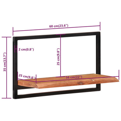Mensole Parete 2pz 60x25x35 cm Legno Massello Acacia e Acciaio | homemem39