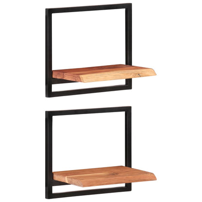 Mensole Parete 2 pz 40x24x35 cm Legno Massello Acacia e Acciaio | homemem39