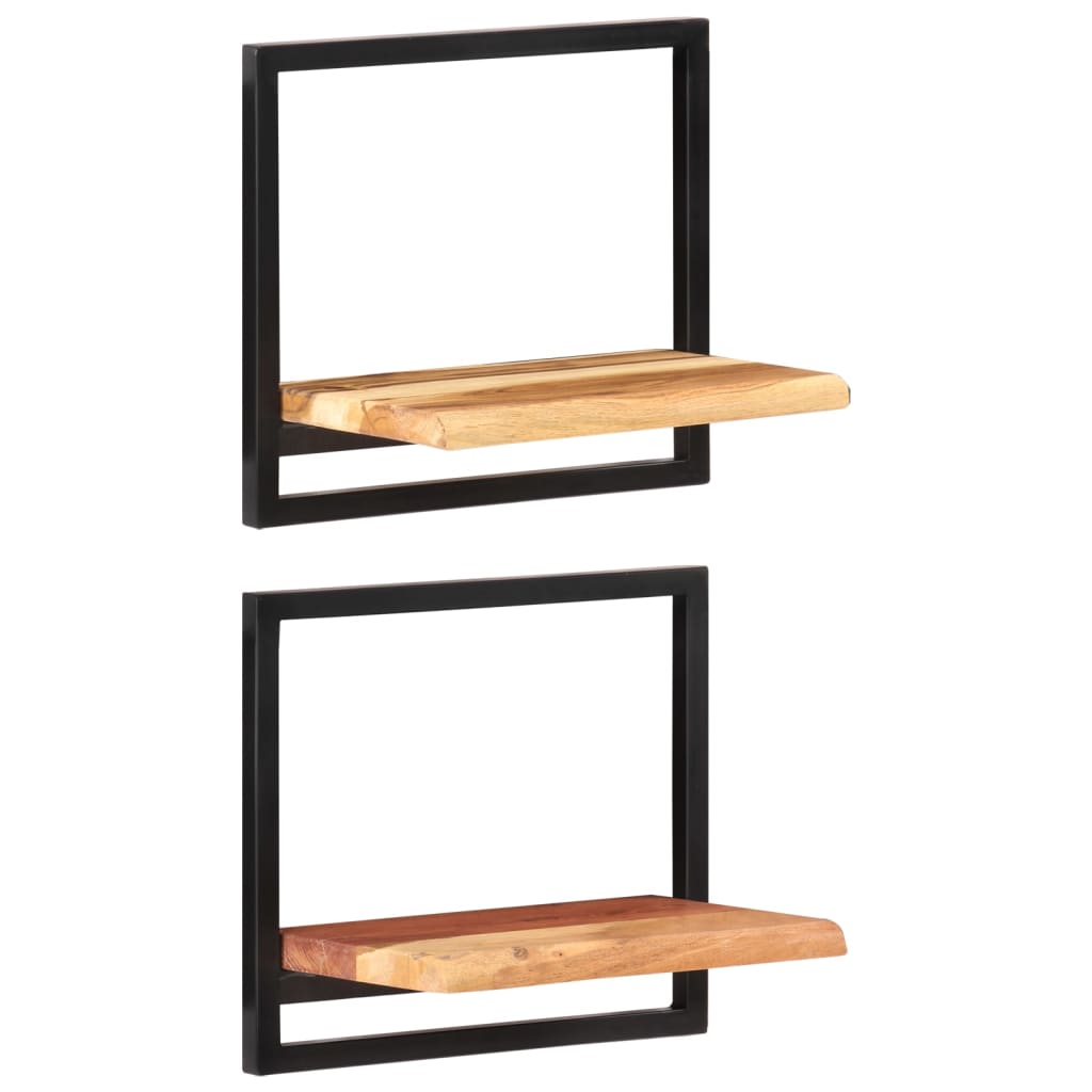 Mensole Parete 2 pz 40x24x35 cm Legno Massello Acacia e Acciaio | homemem39