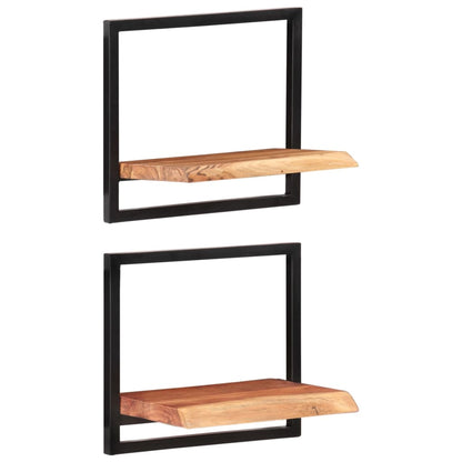 Mensole Parete 2 pz 40x24x35 cm Legno Massello Acacia e Acciaio | homemem39
