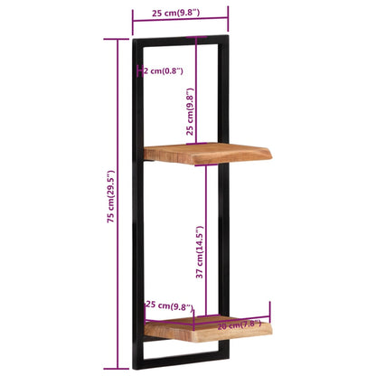 Mensole Parete 2 pz 25x25x75 cm Legno Massello Acacia e Acciaio | homemem39