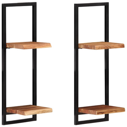 Mensole Parete 2 pz 25x25x75 cm Legno Massello Acacia e Acciaio | homemem39