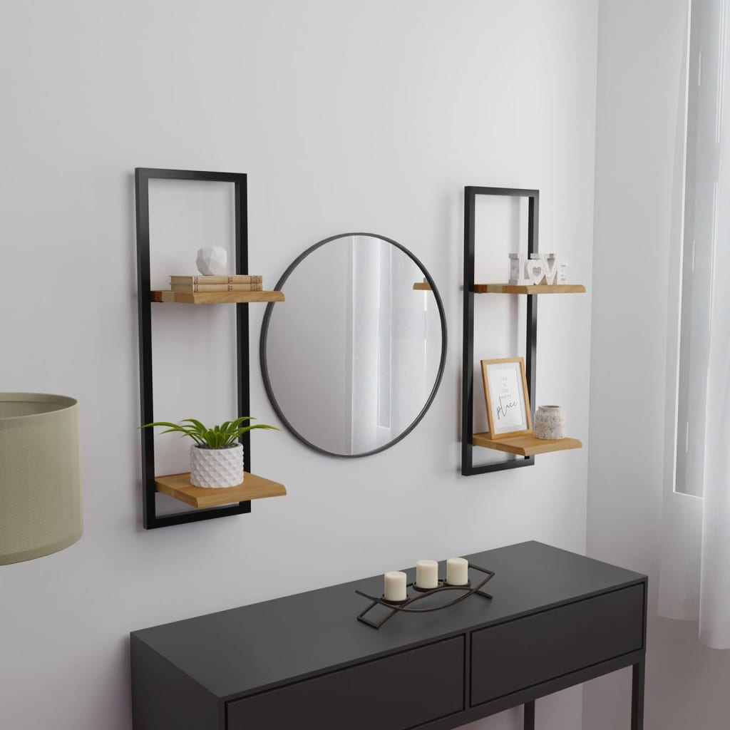 Mensole Parete 2 pz 25x25x75 cm Legno Massello Acacia e Acciaio | homemem39