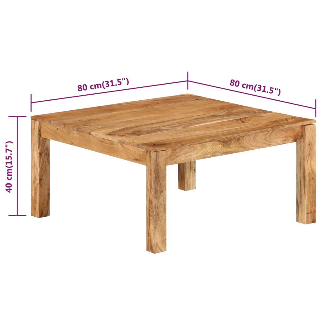 Tavolino da Salotto 80x80x40 cm in Legno Massello di Acacia | homemem39