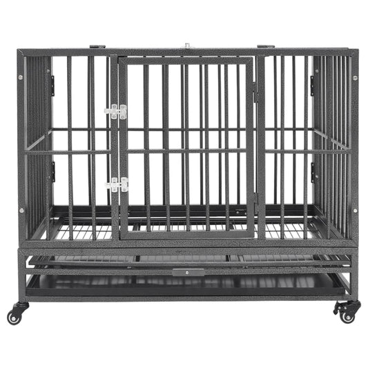 Gabbia per Cani con Ruote in Acciaio 92x62x76 cm - homemem39