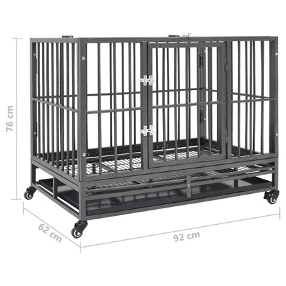 Gabbia per Cani con Ruote in Acciaio 92x62x76 cm | homemem39