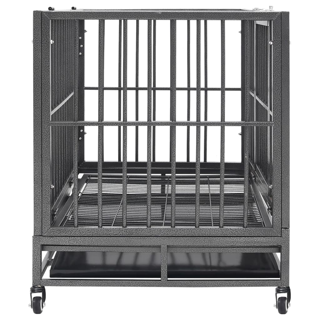 Gabbia per Cani con Ruote in Acciaio 102x72x85 cm - homemem39