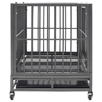 Gabbia per Cani con Ruote in Acciaio 102x72x85 cm - homemem39