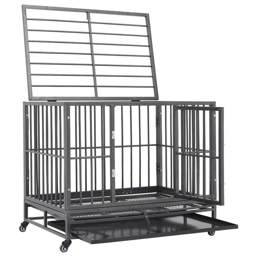 Gabbia per Cani con Ruote in Acciaio 102x72x85 cm | homemem39