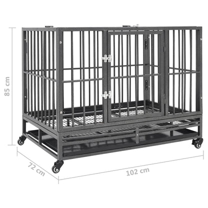 Gabbia per Cani con Ruote in Acciaio 102x72x85 cm - homemem39