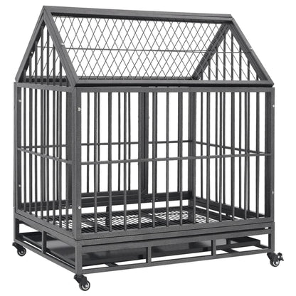 Gabbia per Cani con Ruote in Acciaio e Tetto 92x62x106 cm | homemem39