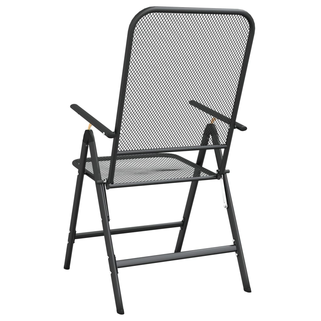 Sedie Giardino Pieghevoli 4 pz Rete Metallica Espansa Antracite - homemem39
