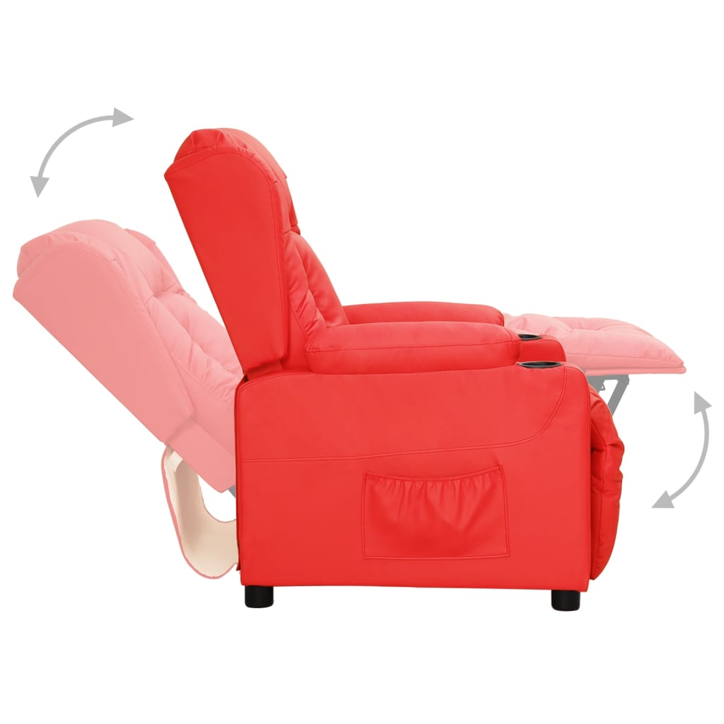 Poltrona Reclinabile Rossa in Similpelle | homemem39