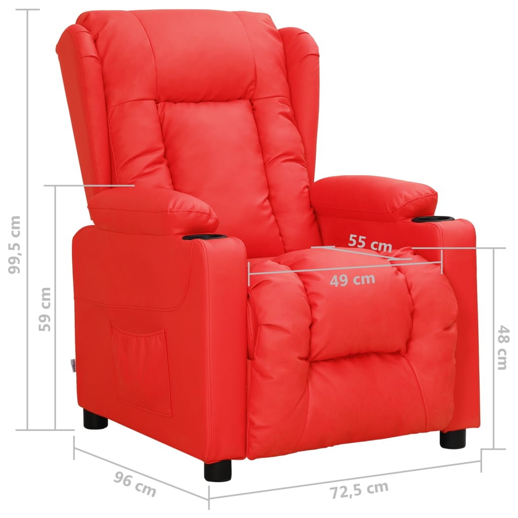 Poltrona Reclinabile Rossa in Similpelle | homemem39