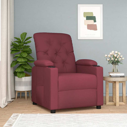 Poltrona Reclinabile in Tessuto Rosso Vino - homemem39