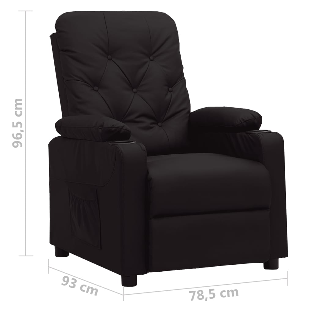 Poltrona Reclinabile Nera in Similpelle - homemem39